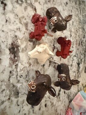Farm Animal & Tractor Decorative Drawer Knobs - Brown, Red, Cream